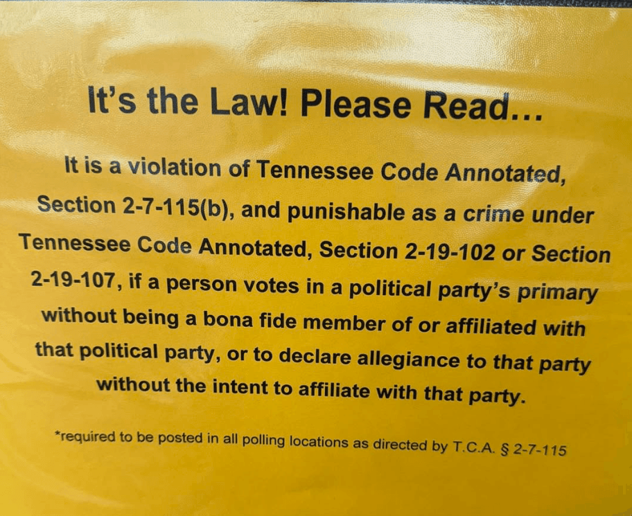 Tennessee's Primary Election Signs Create Voter Confusion at Polling Places
