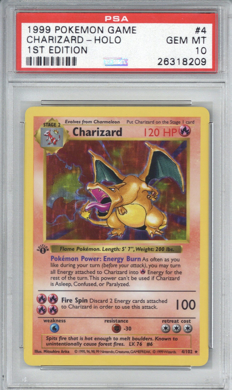 1999 First Edition Shadowless Holographic Charizard