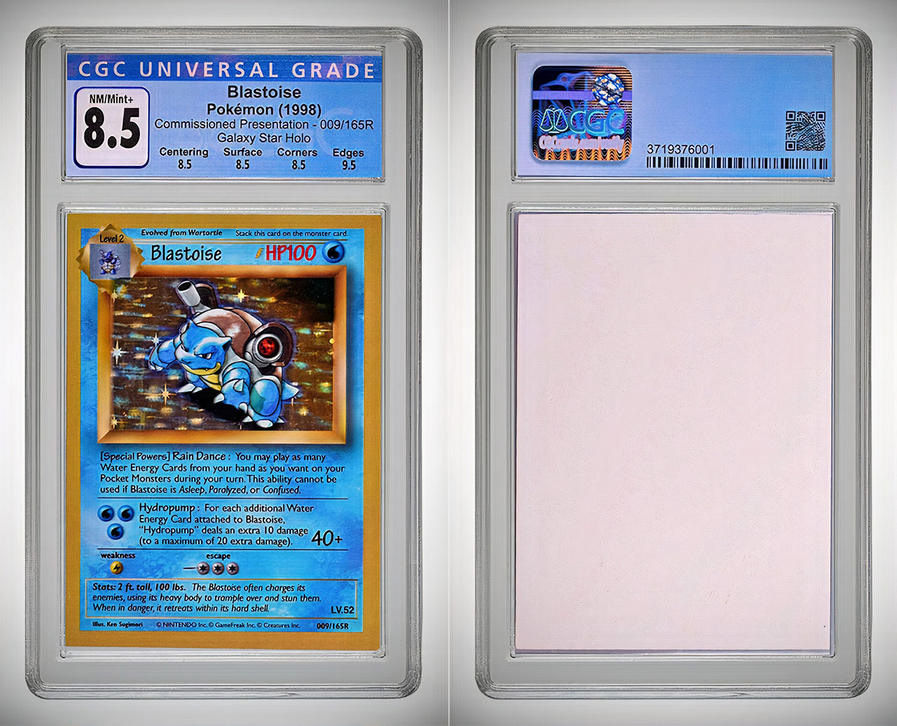 pokemon blastoise 009165r commissioned presentation galaxy star holo