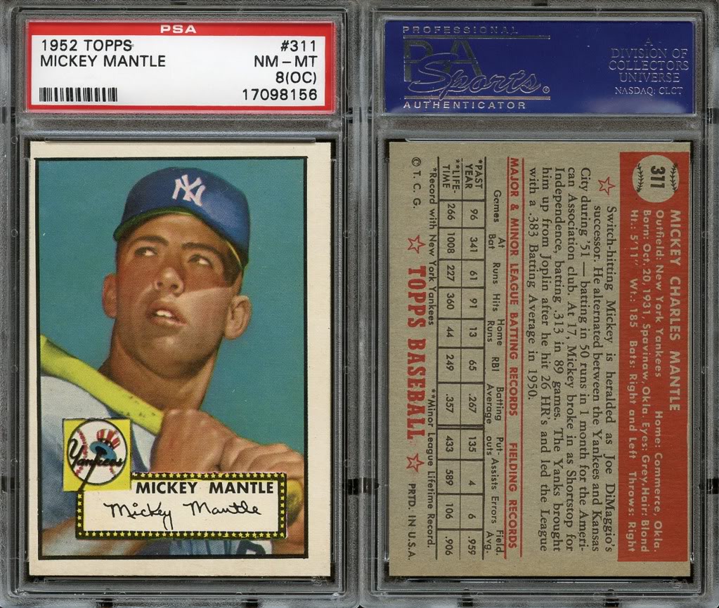 6. Mickey Mantle 1952 Topps — 282000