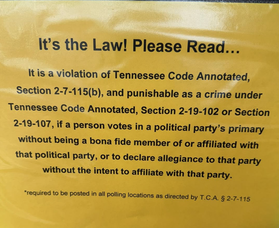 Tennessee's Primary Election Signs Create Voter Confusion at Polling Places
